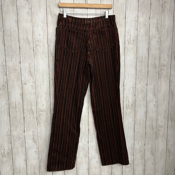 Tribal Striped Fall Colors Soft Warm High Rise Straight Leg Corduroy Pants 6 - Picture 2 of 7